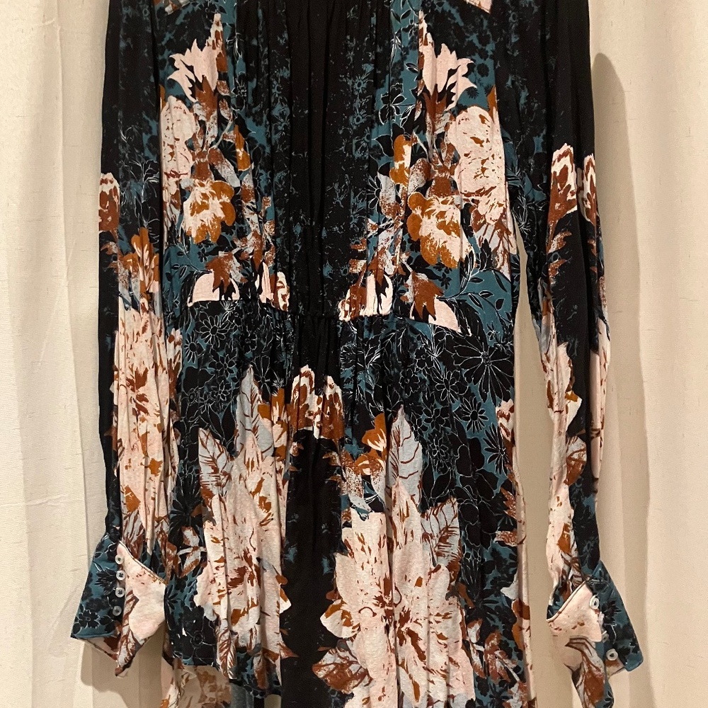 Boho Green Botanical Free People Mikayla Tunic - M